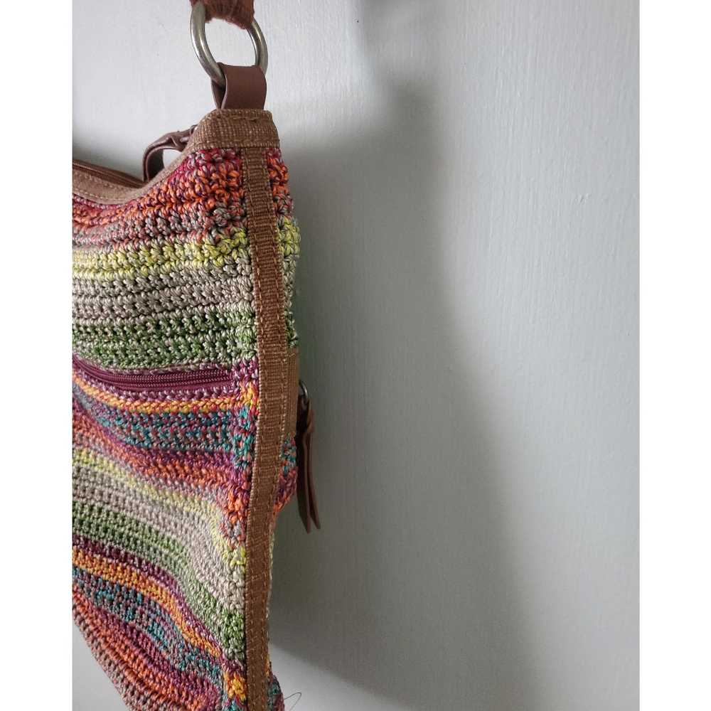 The Sak | Lucia Multicolor Woven Striped Crochet Crossbody Shoulder Bag Purse - Picture 4 of 13